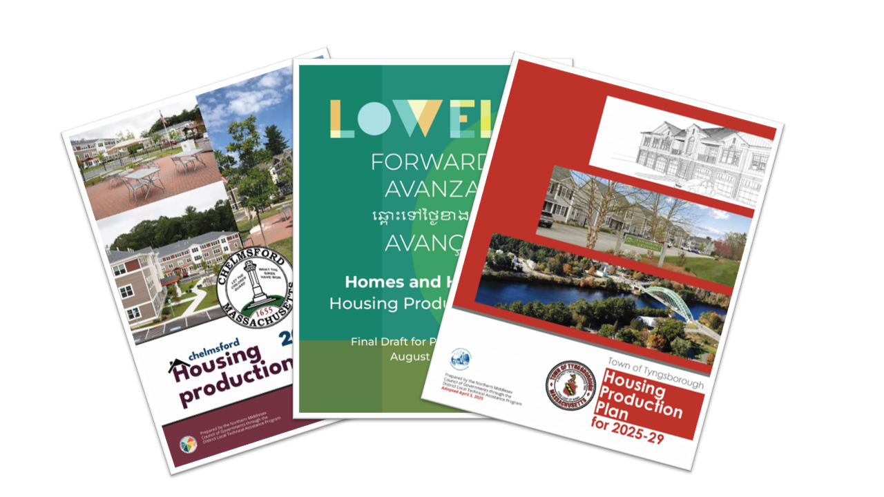 Three housing plans covers in a decorative image